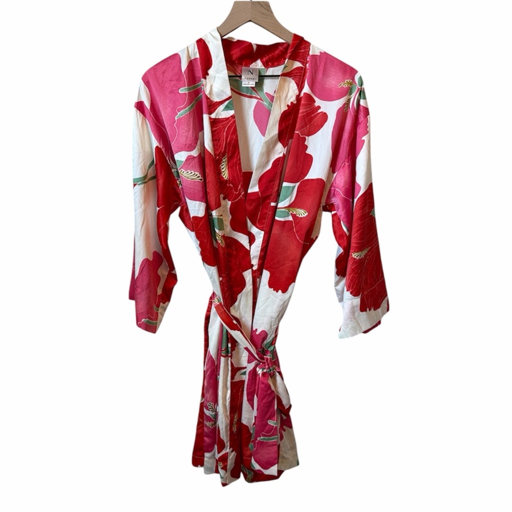 NWT Natori Floral Hibiscus Tropical Robe Size Small